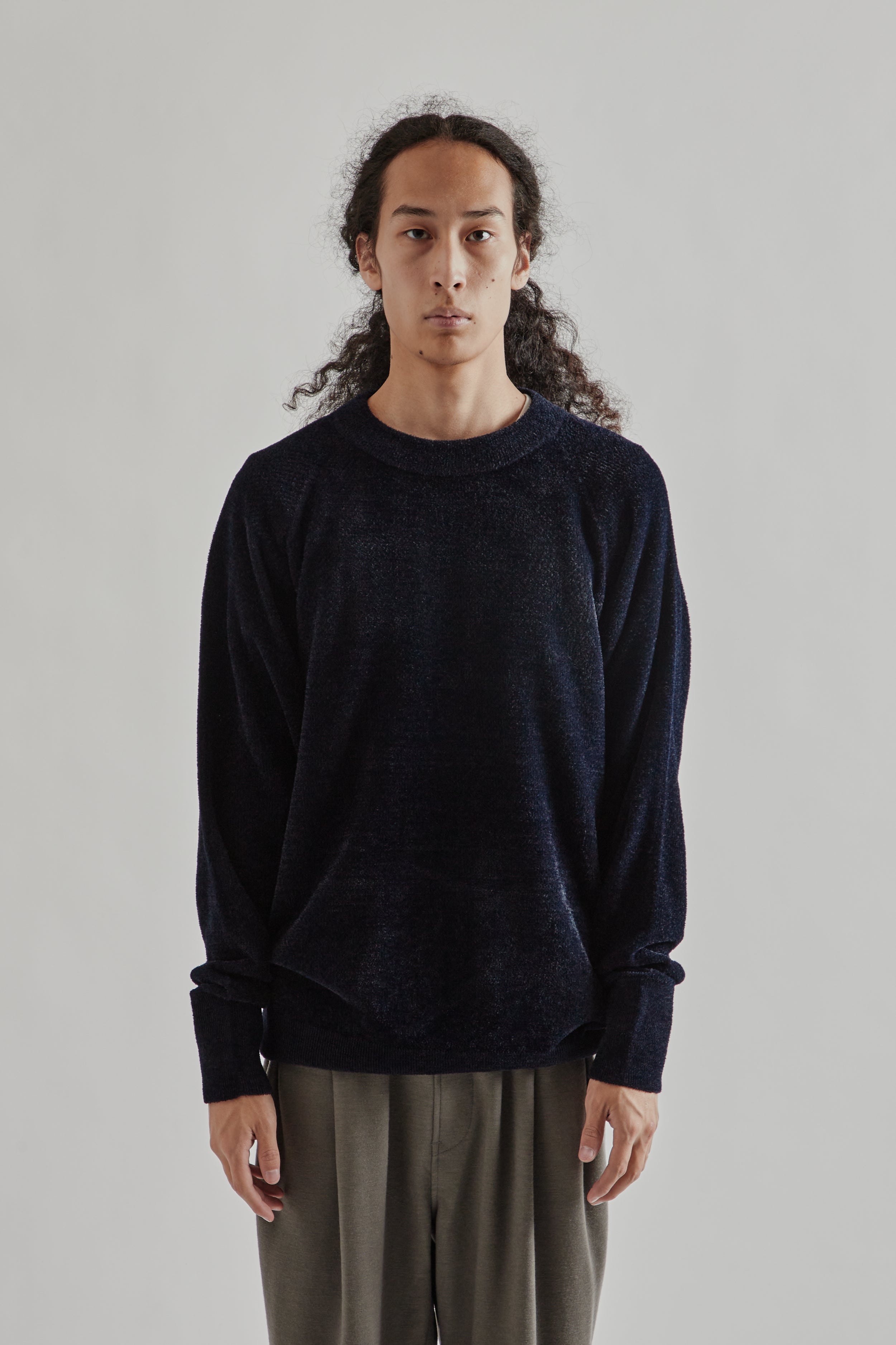 「Ki」新品FW25最新 Mesh Pile Crew WF L Goldwin Mesh Pile Crew - Ink Navy | Wallace Mercantile Shop