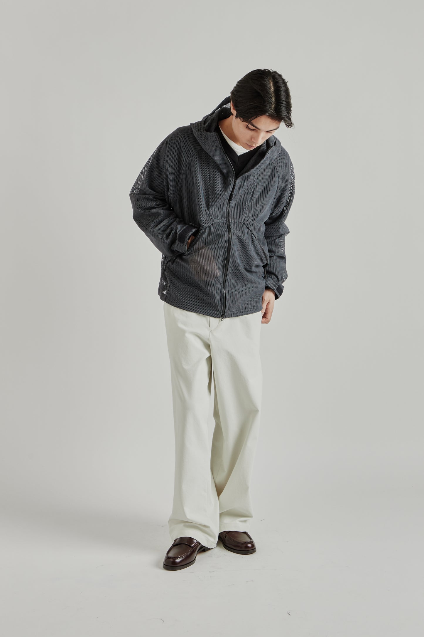 Goldwin SS26 Tonalith Mesh Hooded Jacket Black1957