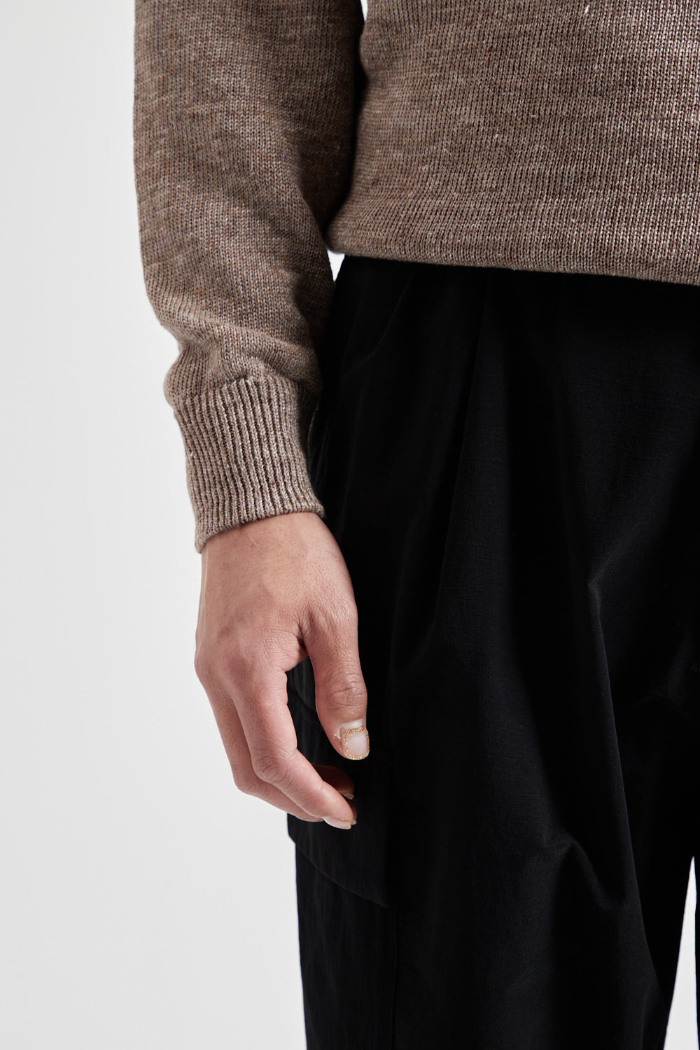 Washed High Count Linen Crew Neck - Brown - Wallace Mercantile Shop