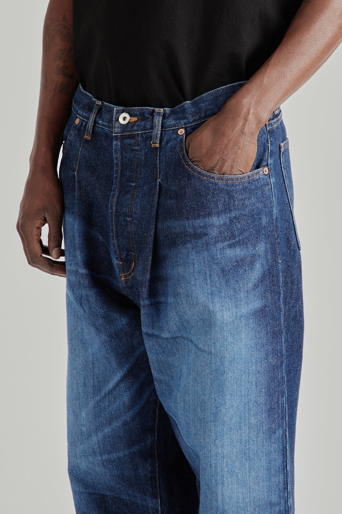 Selvedge 5‑Pocket Enzyme‑Washed Denim Pants - Indigo