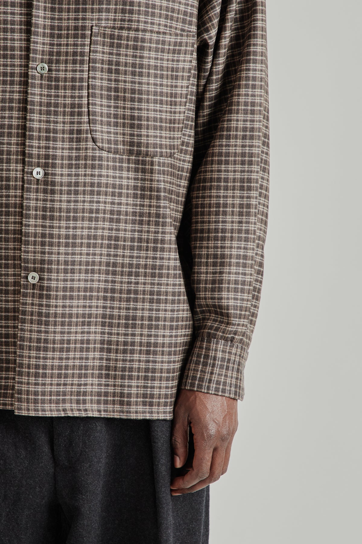 Kaptain Sunshine FW26 Wool Plaid Open Collar Shirt0665