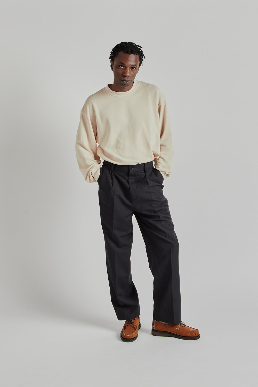 Kaptain Sunshine SS25 Shoecut Slacks Top Navy 010