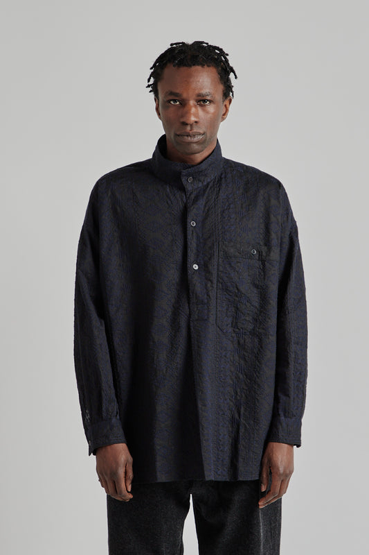Kaptain Sunshine SS25 Stand Collar Smock Navy Black 02