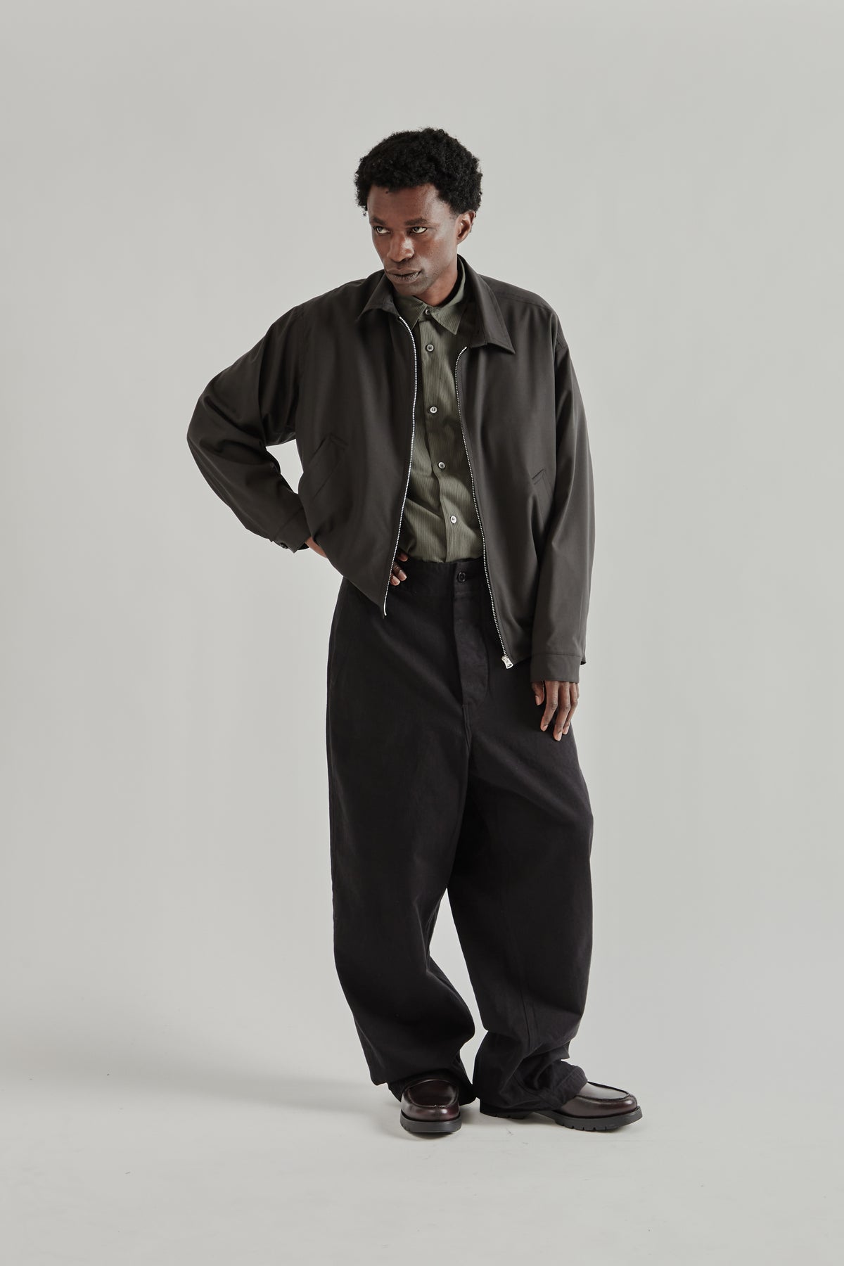 Kaptain Sunshine SS26 Wool Poplin Zip Blouson Ink Black4006