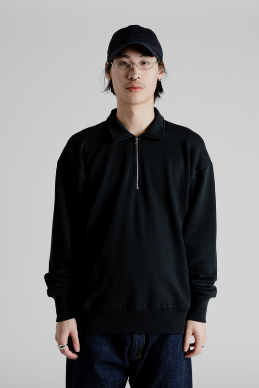 Kaptain Sunshine Suvin Half-Zip Pullover in Ink Black.