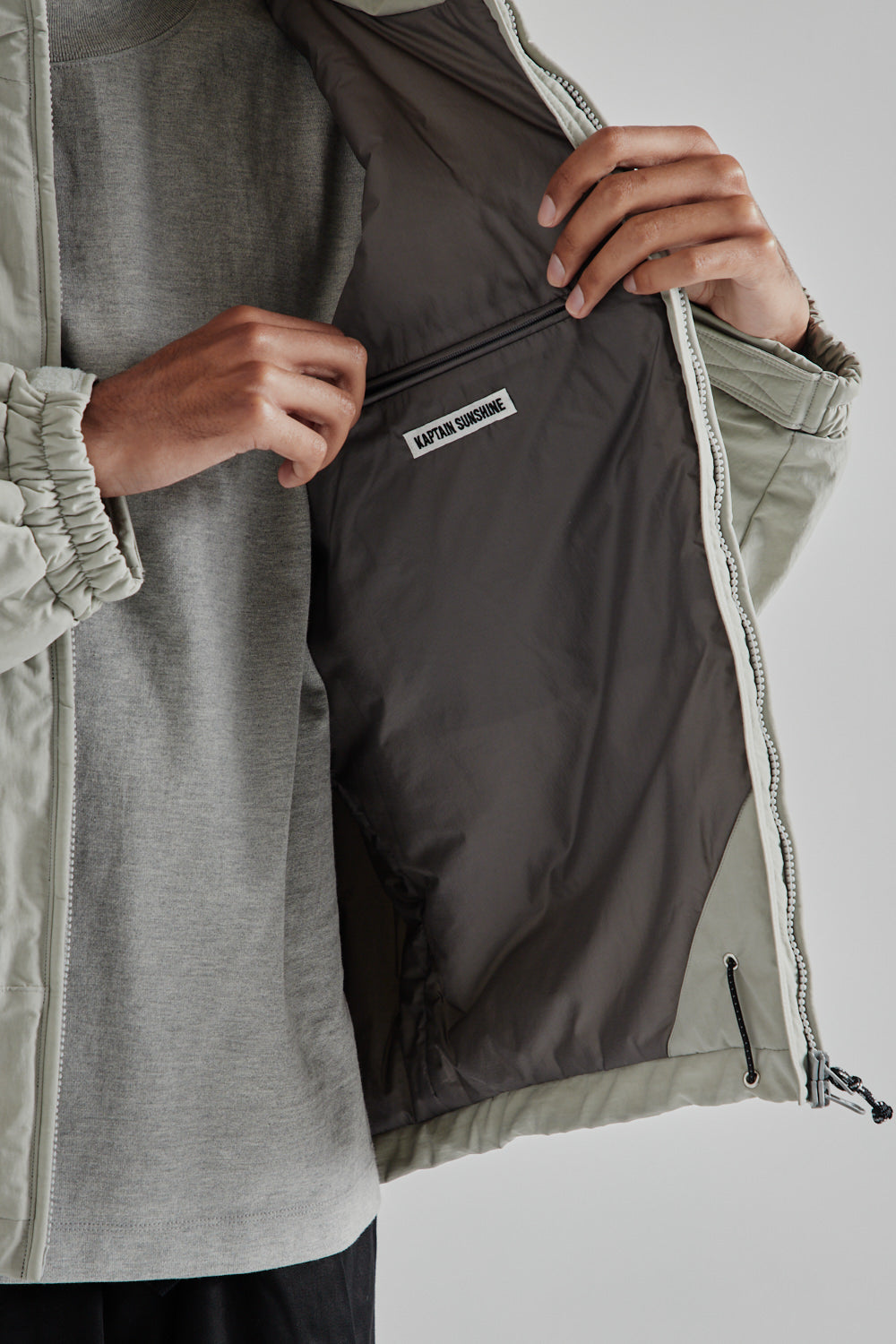 Kaptain Sunshine Puffer Mil Jacket in Light Grey