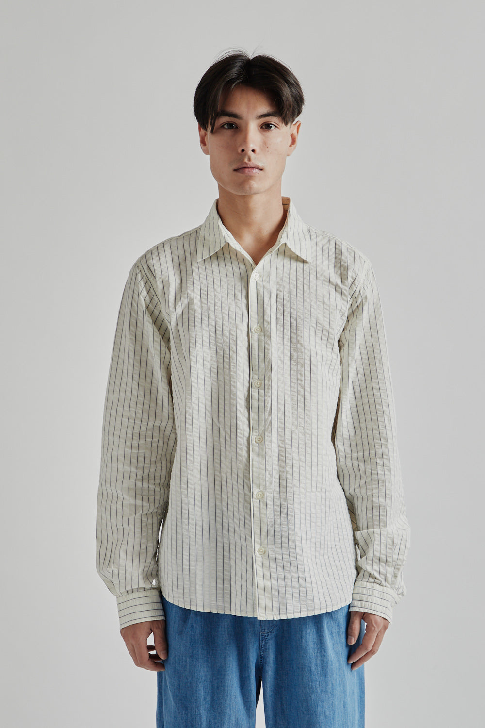 Kestin Dirleton Shirt White Blue Stripe 01