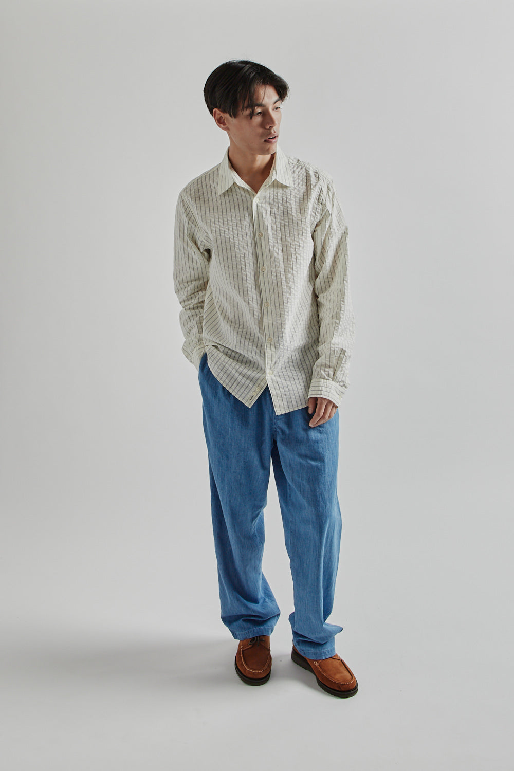 Kestin Dirleton Shirt White Blue Stripe 23