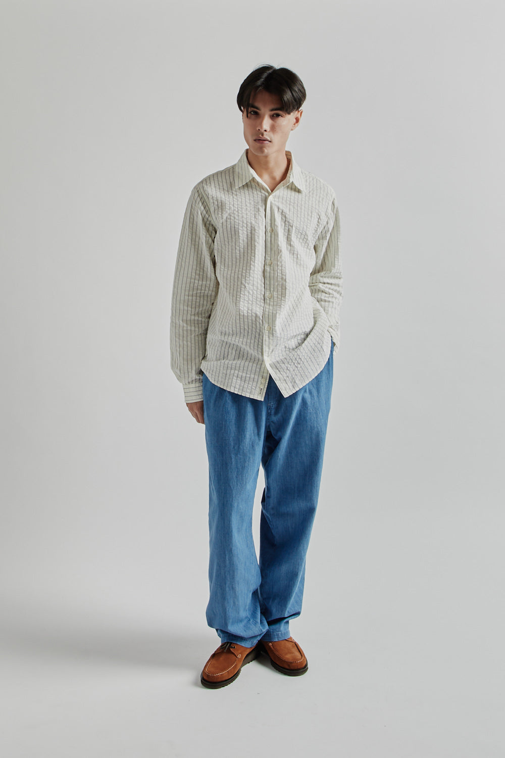 Kestin Dirleton Shirt White Blue Stripe 24