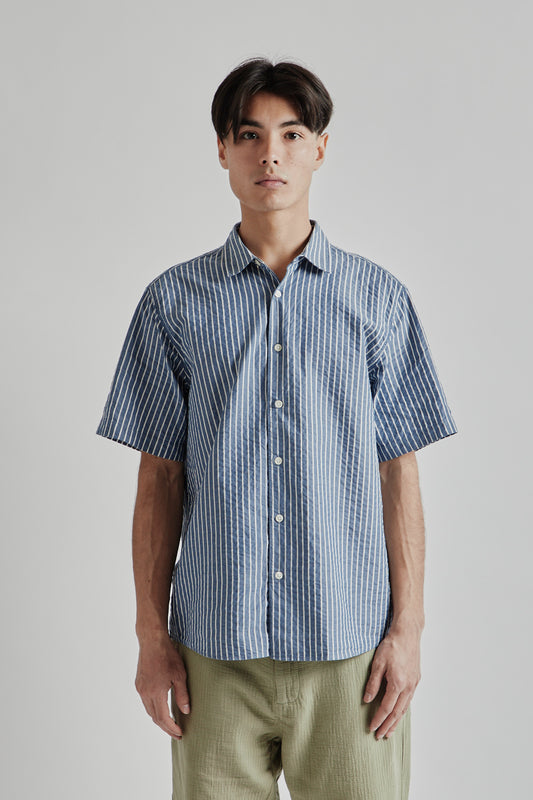 Kestin SS25 Aberlady Shirt Blue White Stripe11