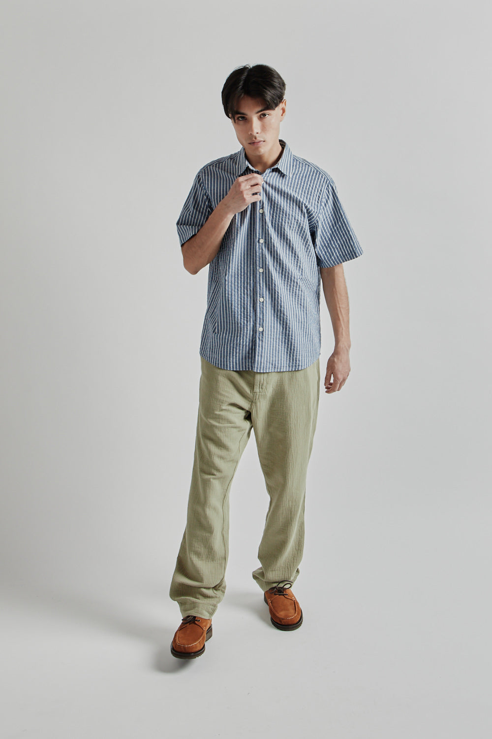 Kestin SS25 Aberlady Shirt Blue White Stripe8