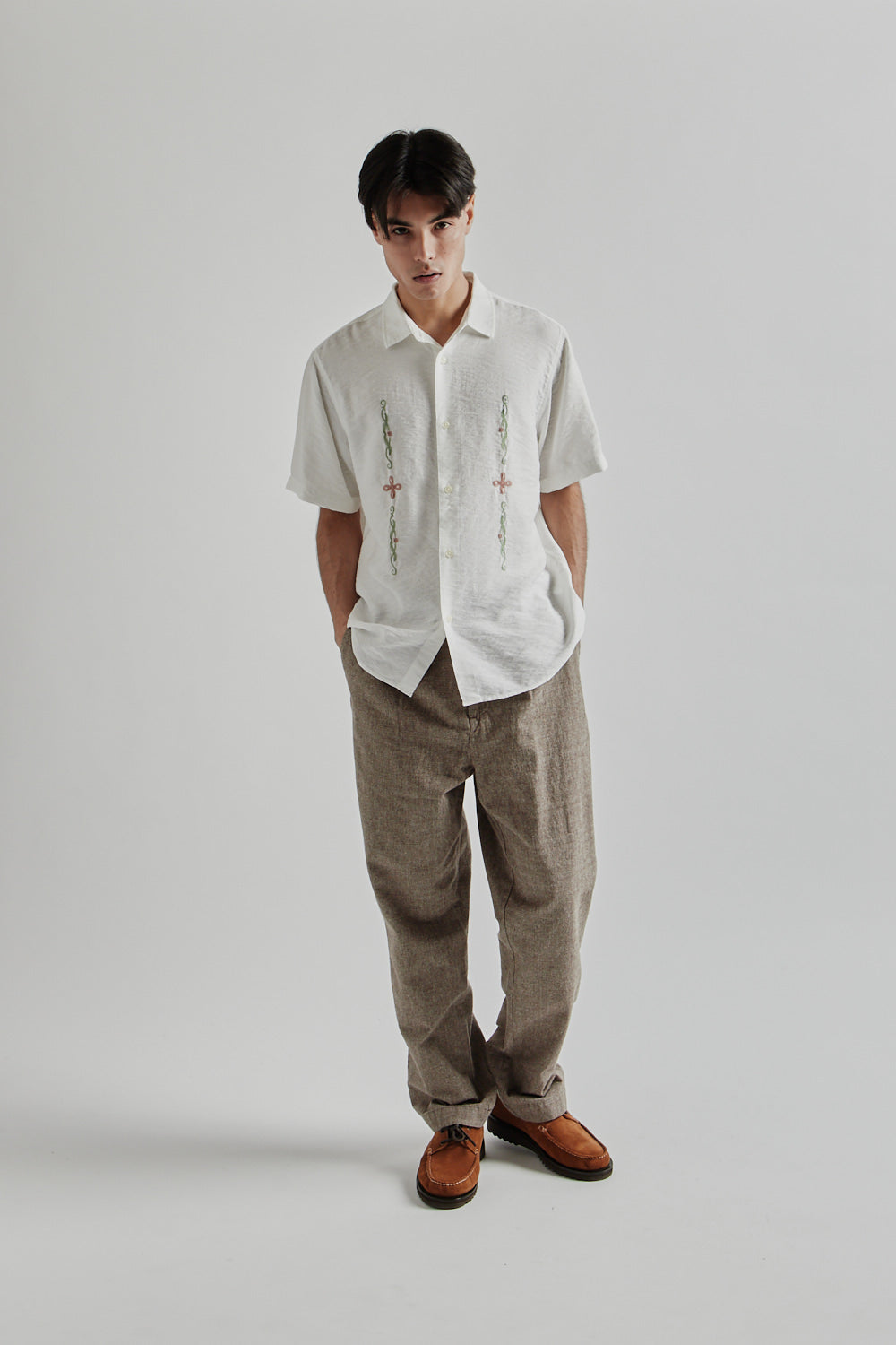 Kestin SS25 Aberlady Shirt White Linen Blend 010