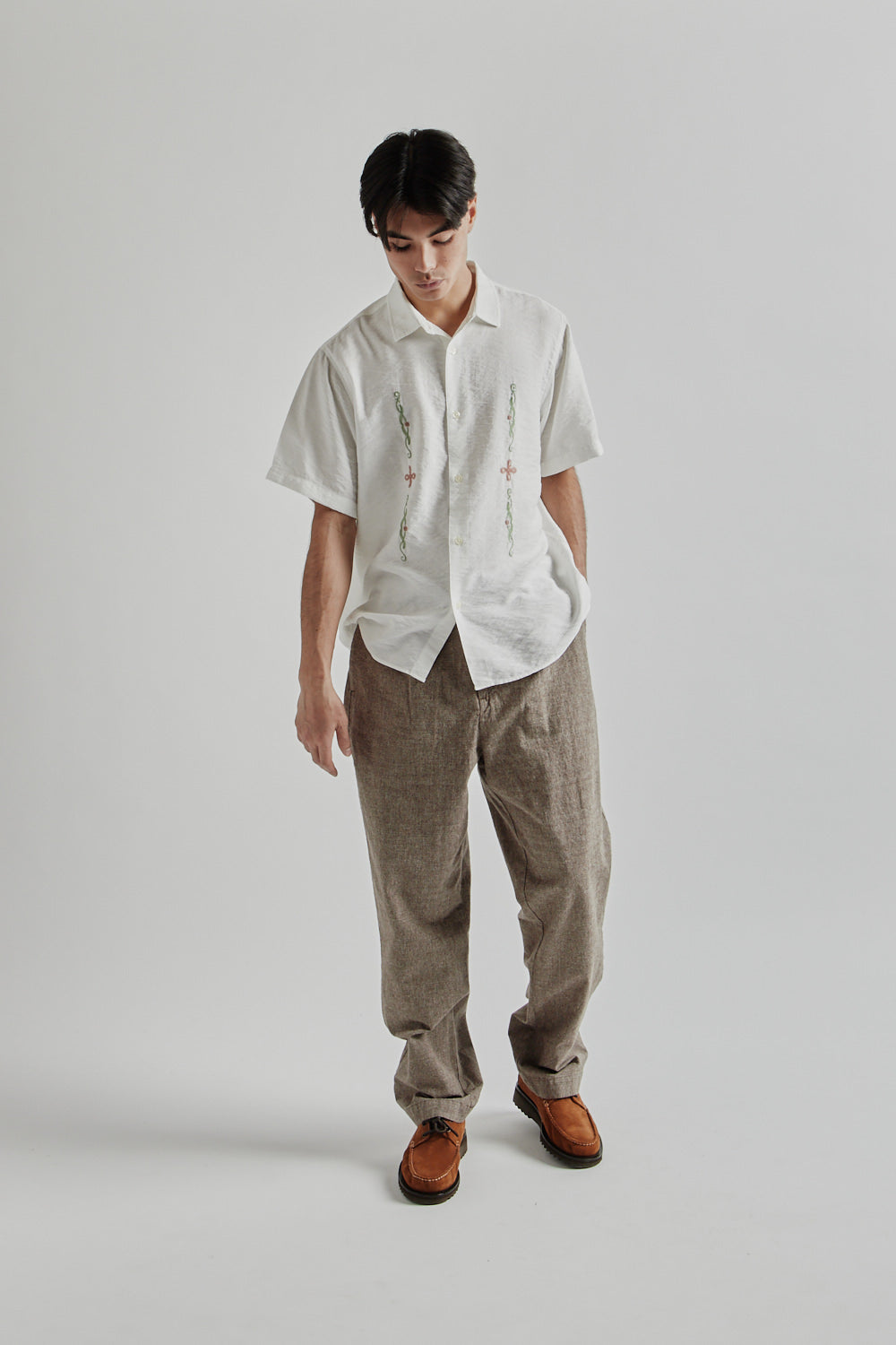 Kestin SS25 Aberlady Shirt White Linen Blend 011