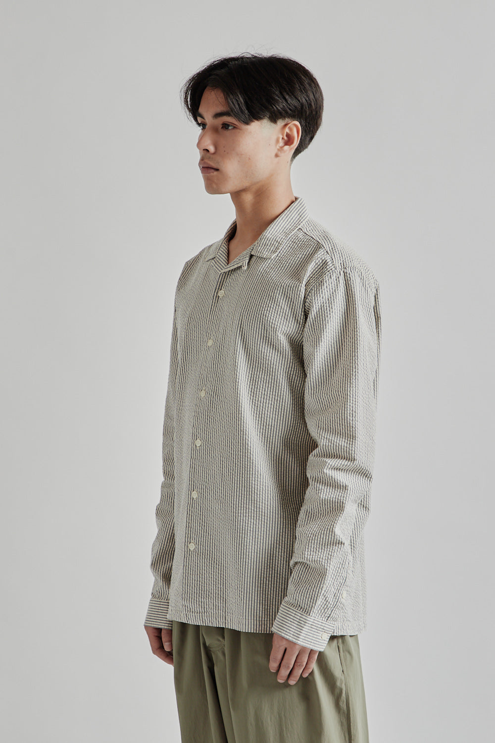 Kestin SS25 Tain Shirt Ecru Blue Stripe 03