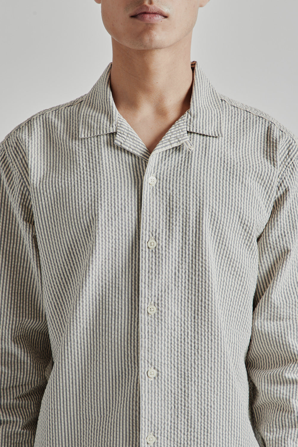 Kestin SS25 Tain Shirt Ecru Blue Stripe 06