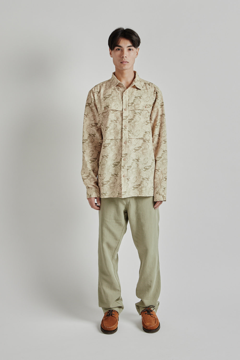 Kestin SS25 Taymount Shirt Ecru Marble Print 01