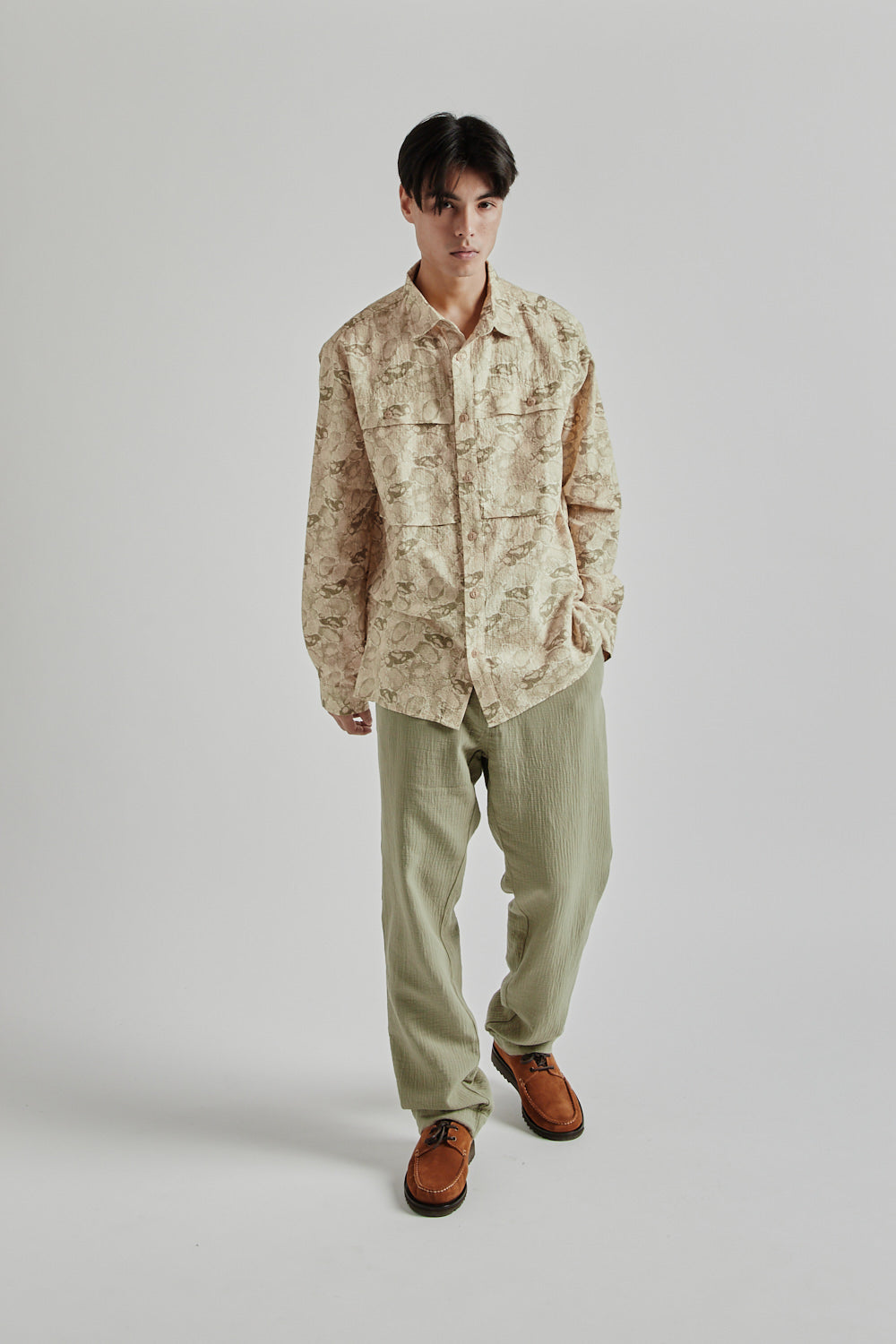 Kestin SS25 Taymount Shirt Ecru Marble Print 013