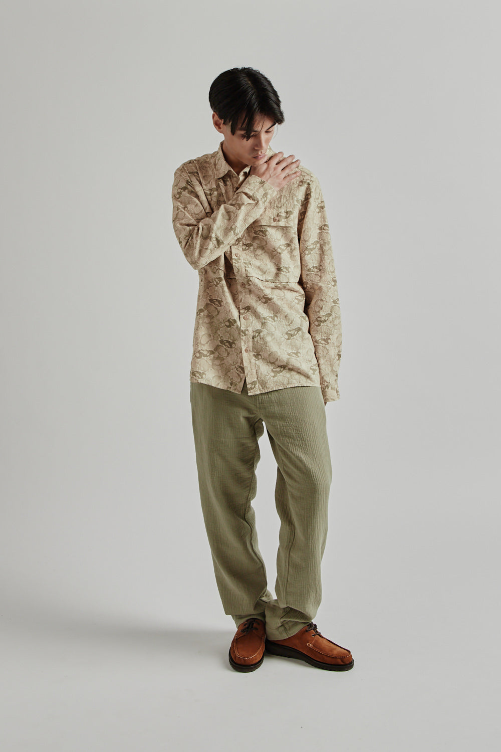 Kestin SS25 Taymount Shirt Ecru Marble Print 015