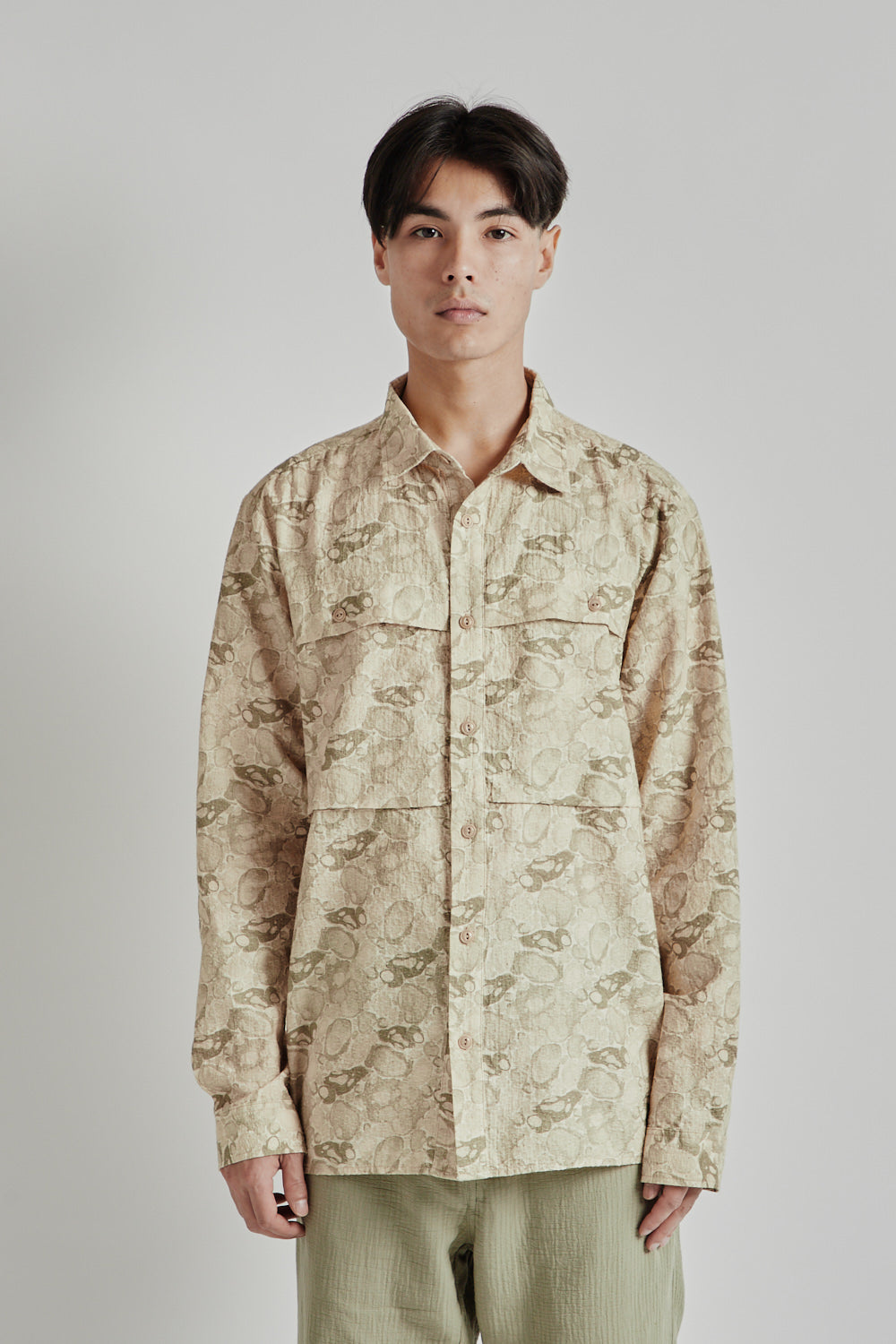 Kestin SS25 Taymount Shirt Ecru Marble Print 02