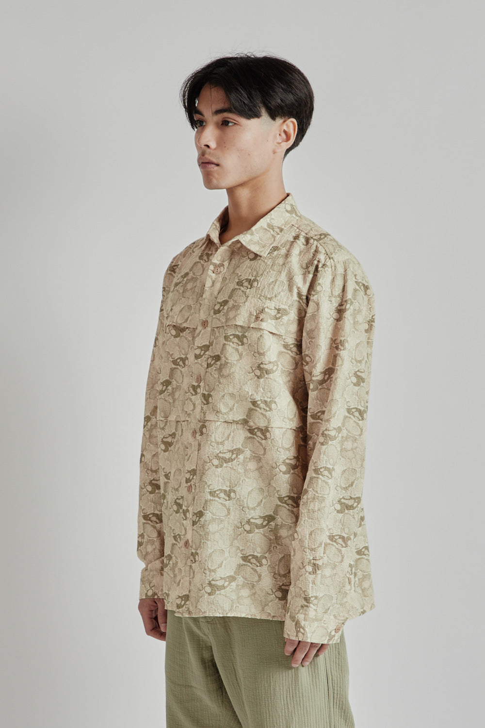 Kestin SS25 Taymount Shirt Ecru Marble Print 03