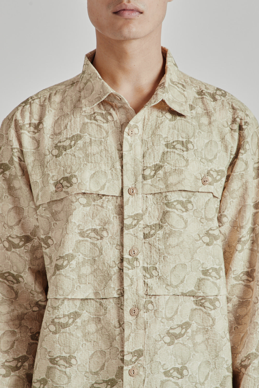 Kestin SS25 Taymount Shirt Ecru Marble Print 06
