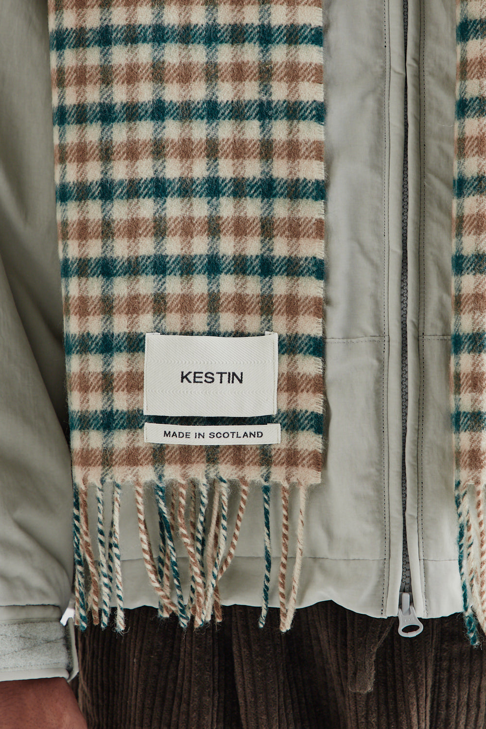 Selkirk Scarf - Pine/Tan Check