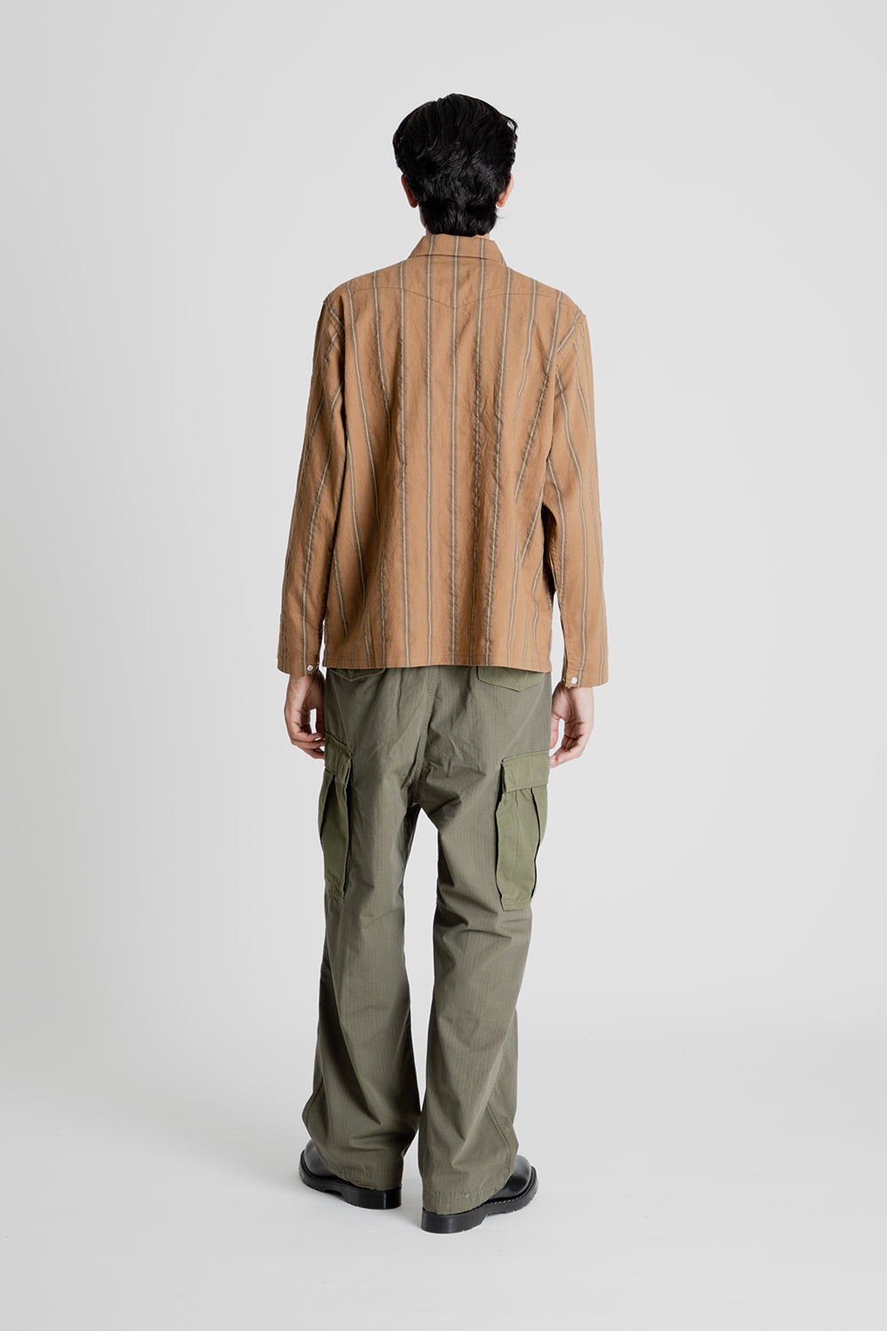 Western Shirt - Khaki Stripes - Wallace Mercantile Shop