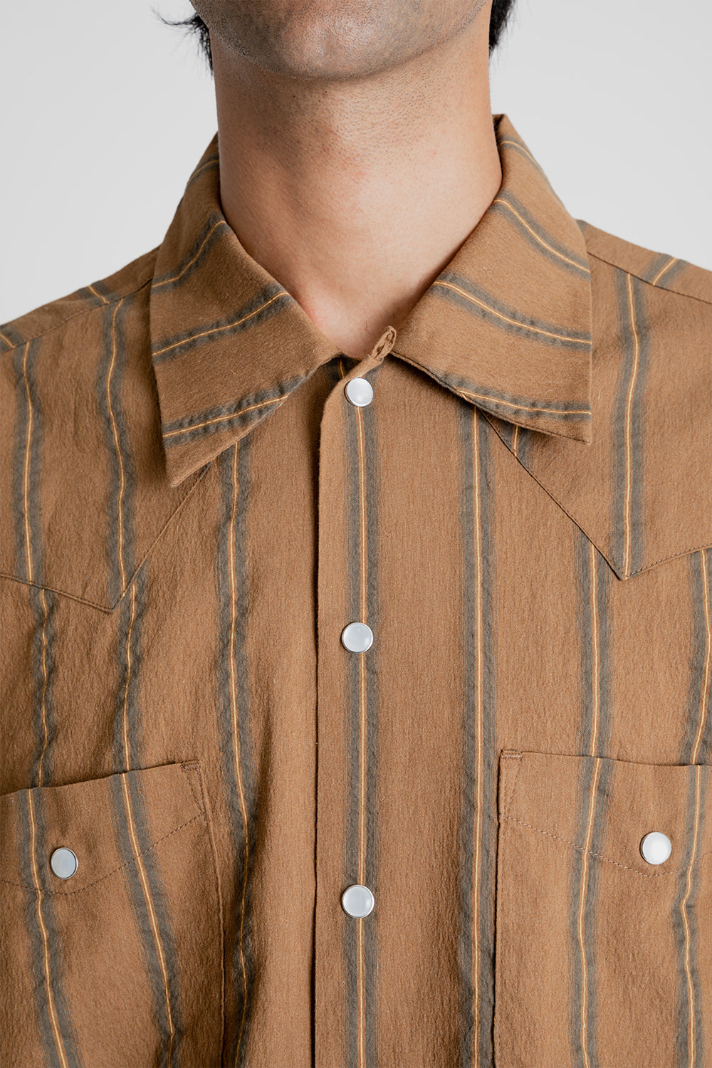 Western Shirt - Khaki Stripes - Wallace Mercantile Shop