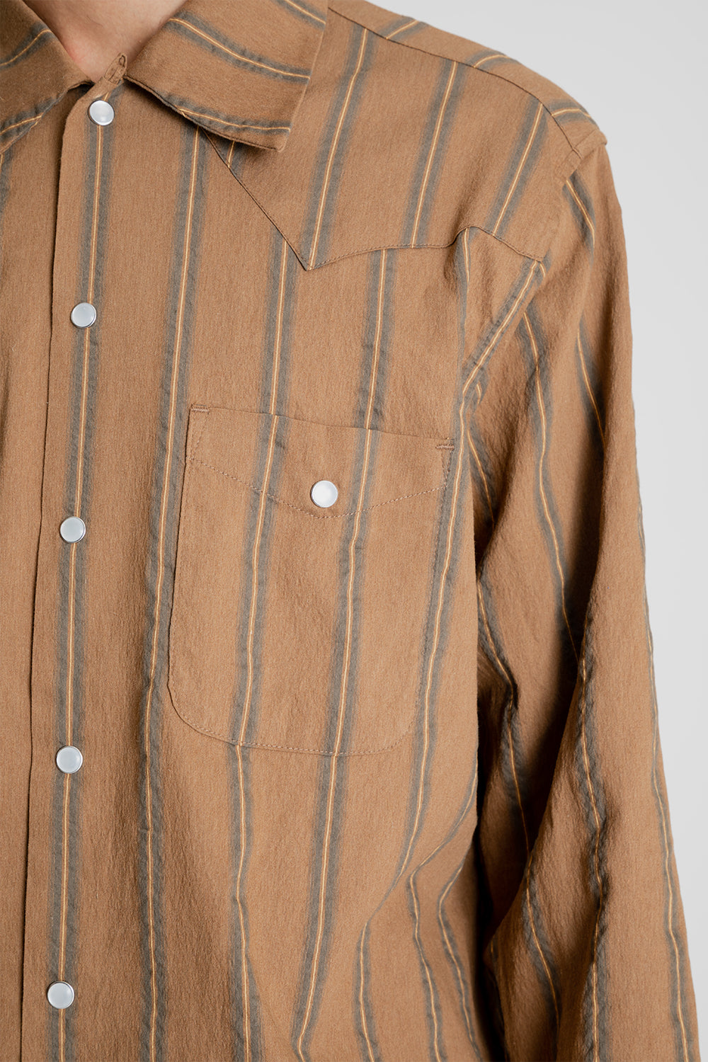 Western Shirt - Khaki Stripes - Wallace Mercantile Shop