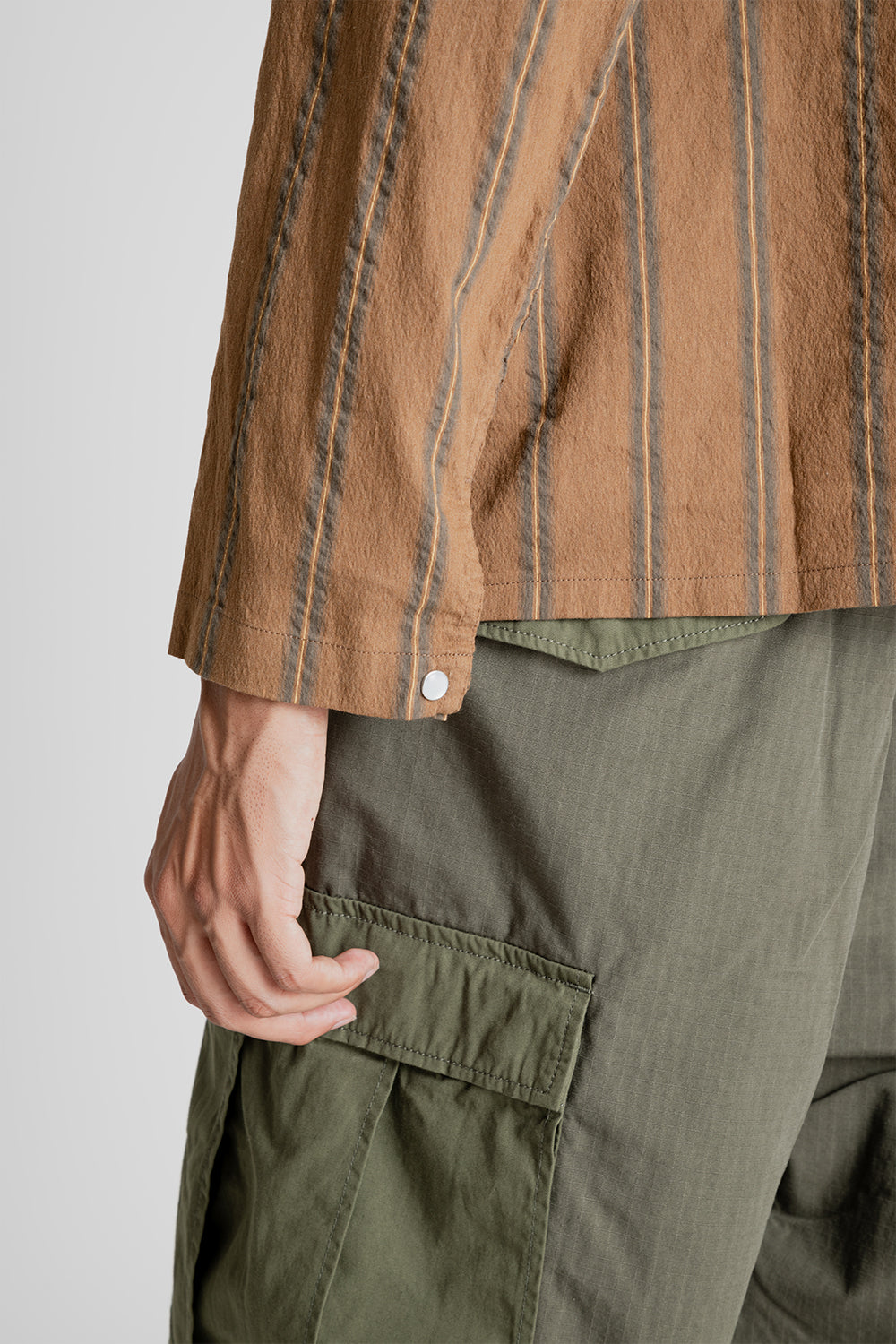 Western Shirt - Khaki Stripes - Wallace Mercantile Shop