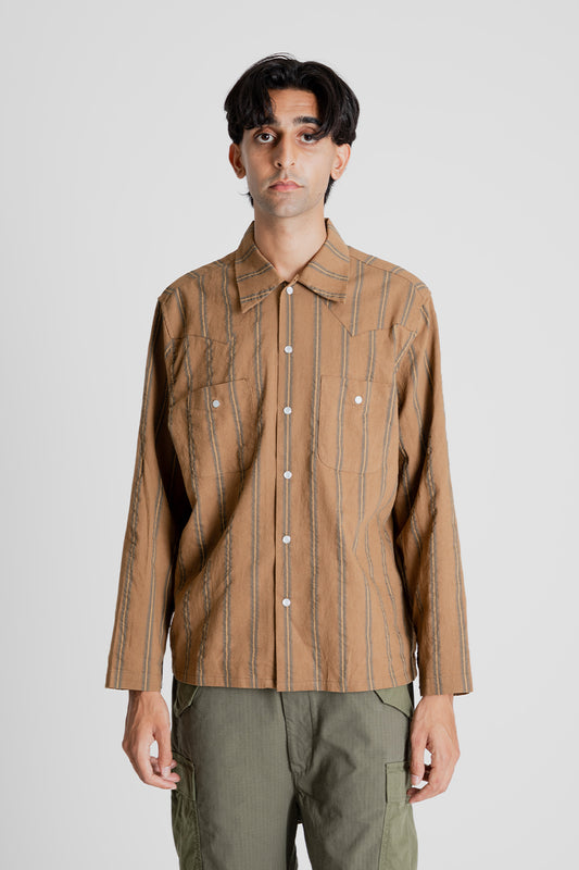 Western Shirt - Khaki Stripes - Wallace Mercantile Shop