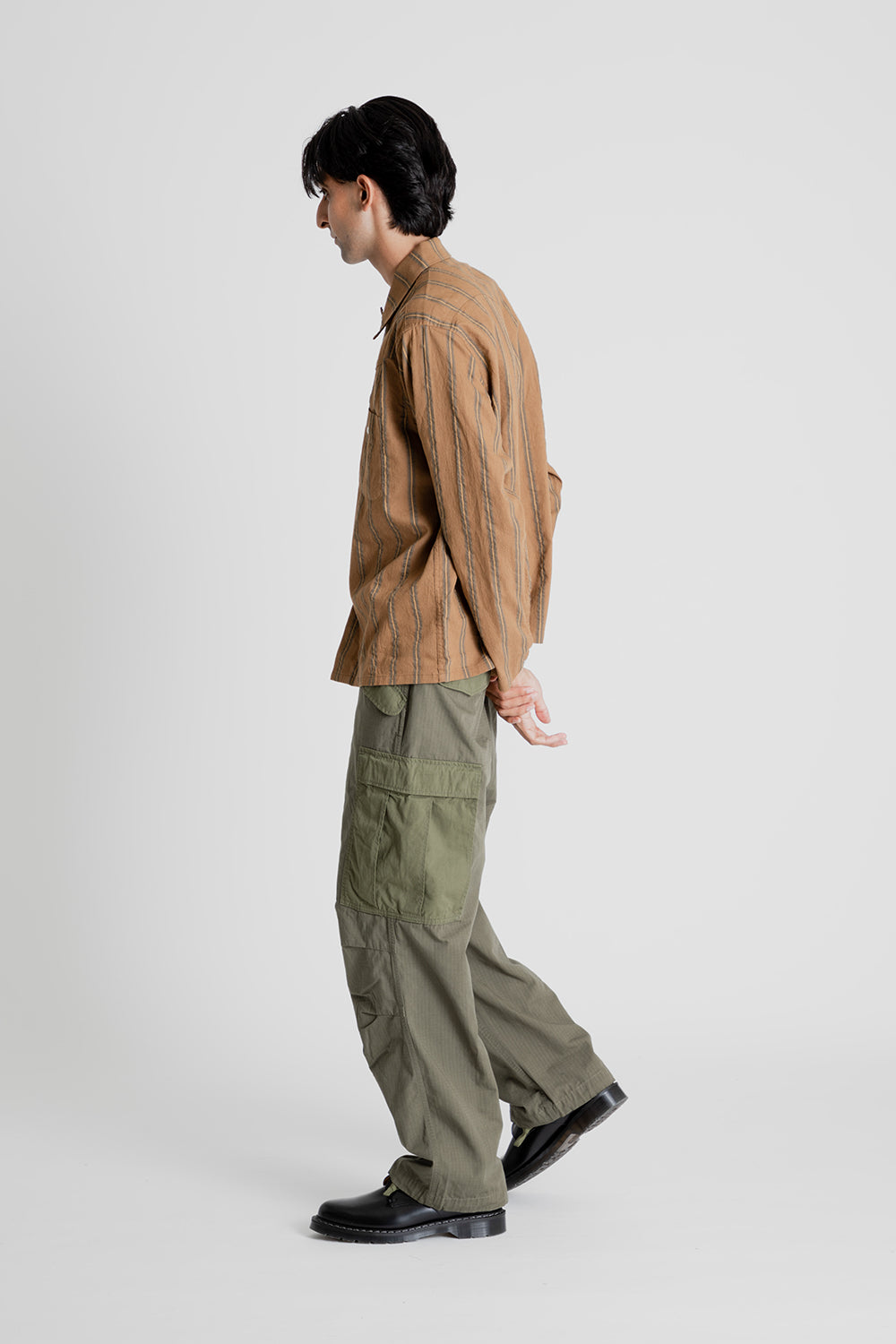 Western Shirt - Khaki Stripes - Wallace Mercantile Shop