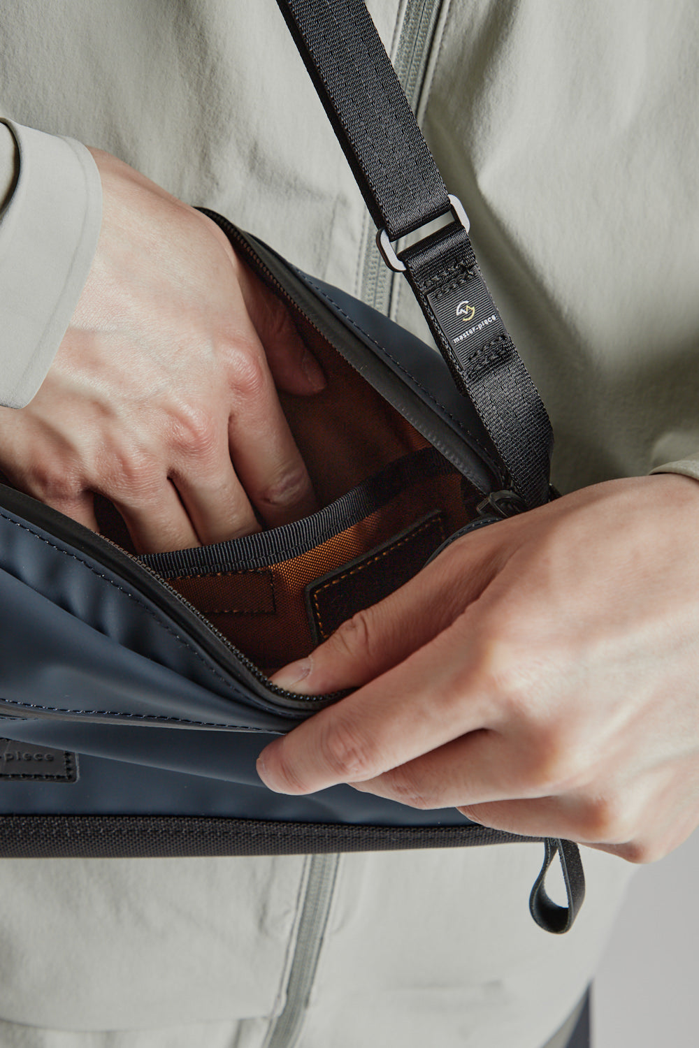Master-Piece Slick Small Shoulder Bag in Navy