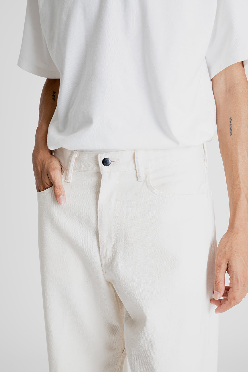 Nanamica 5 Pocket Straight Denim Pants in Natural
