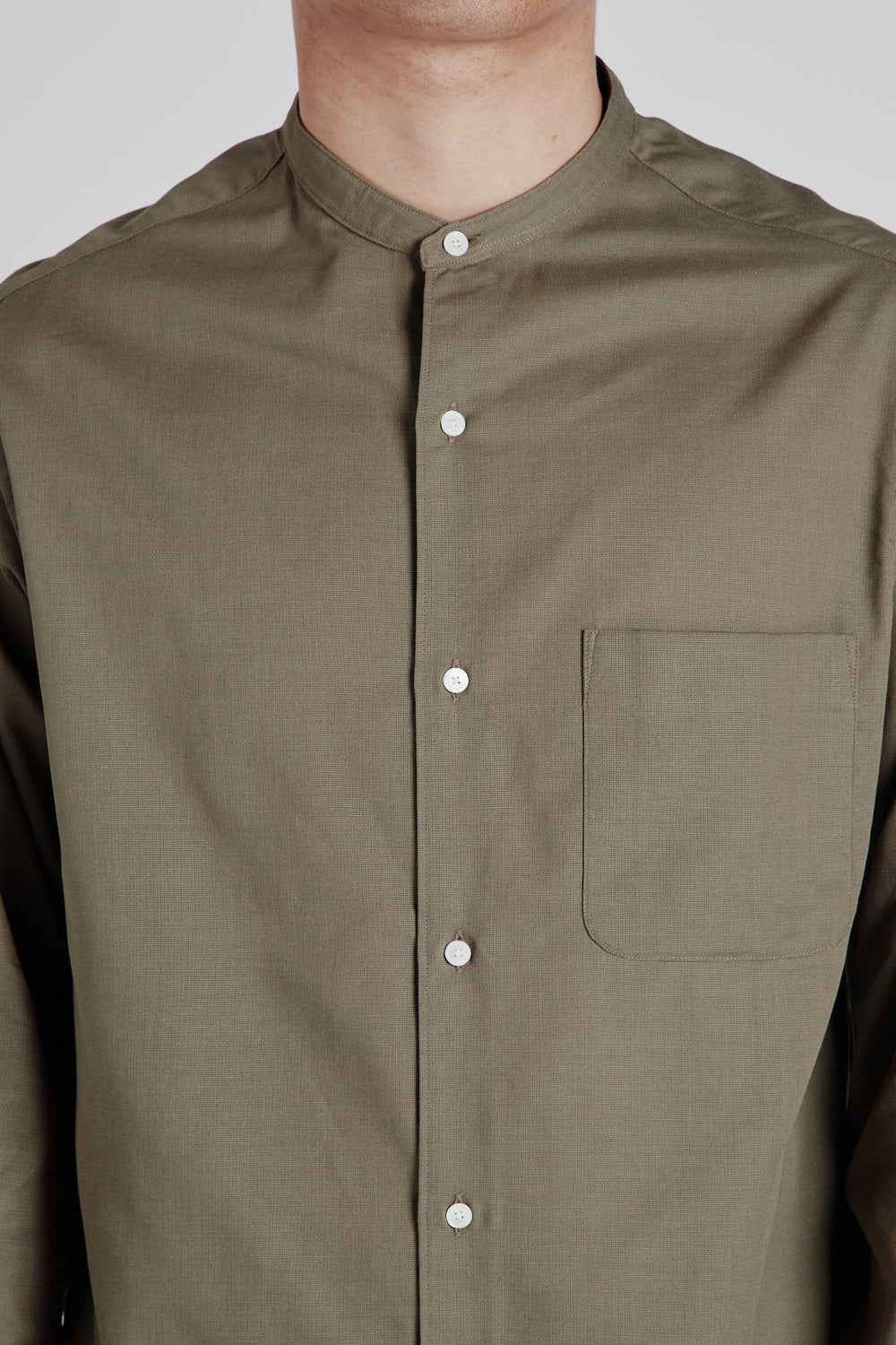 Band Collar Panama Shirt - Taupe - Wallace Mercantile Shop