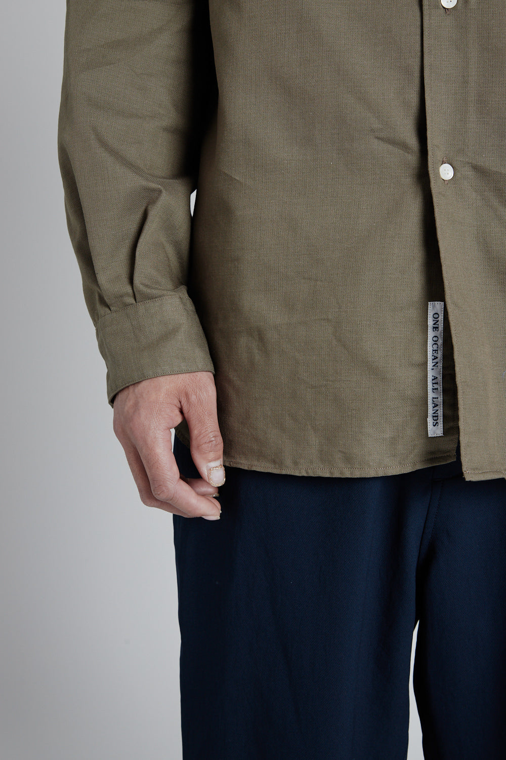 Band Collar Panama Shirt - Taupe - Wallace Mercantile Shop