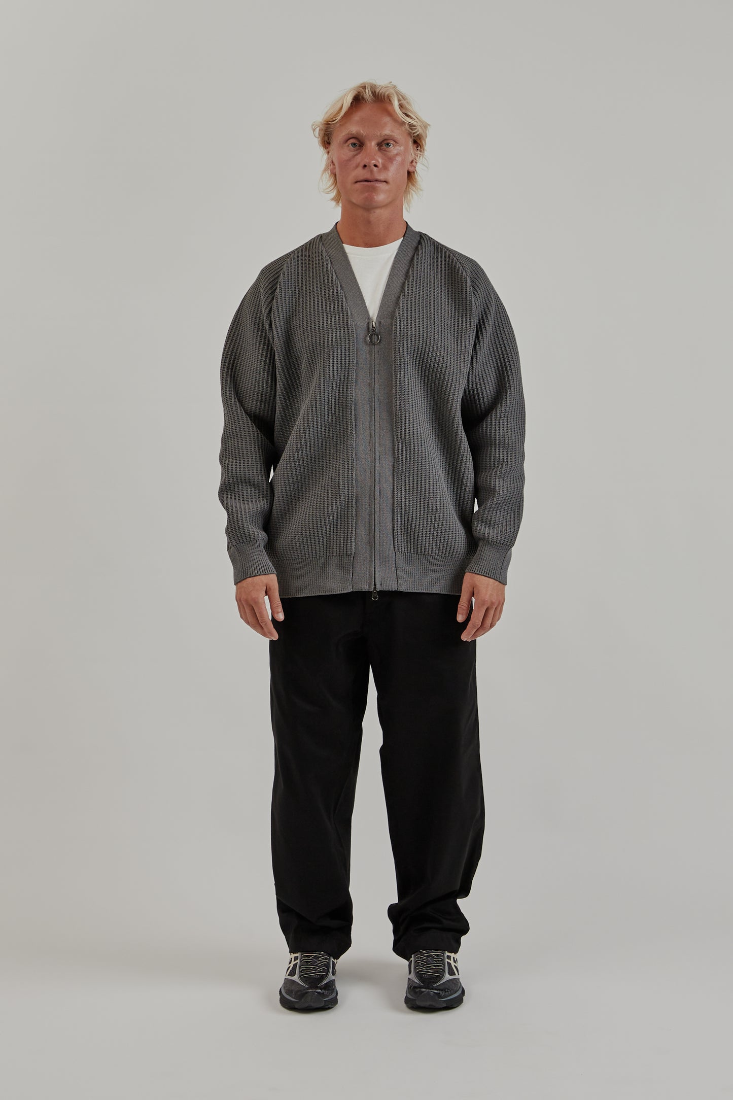 Nanamica FW25 5G Zip Cardigan Heather Gray 1