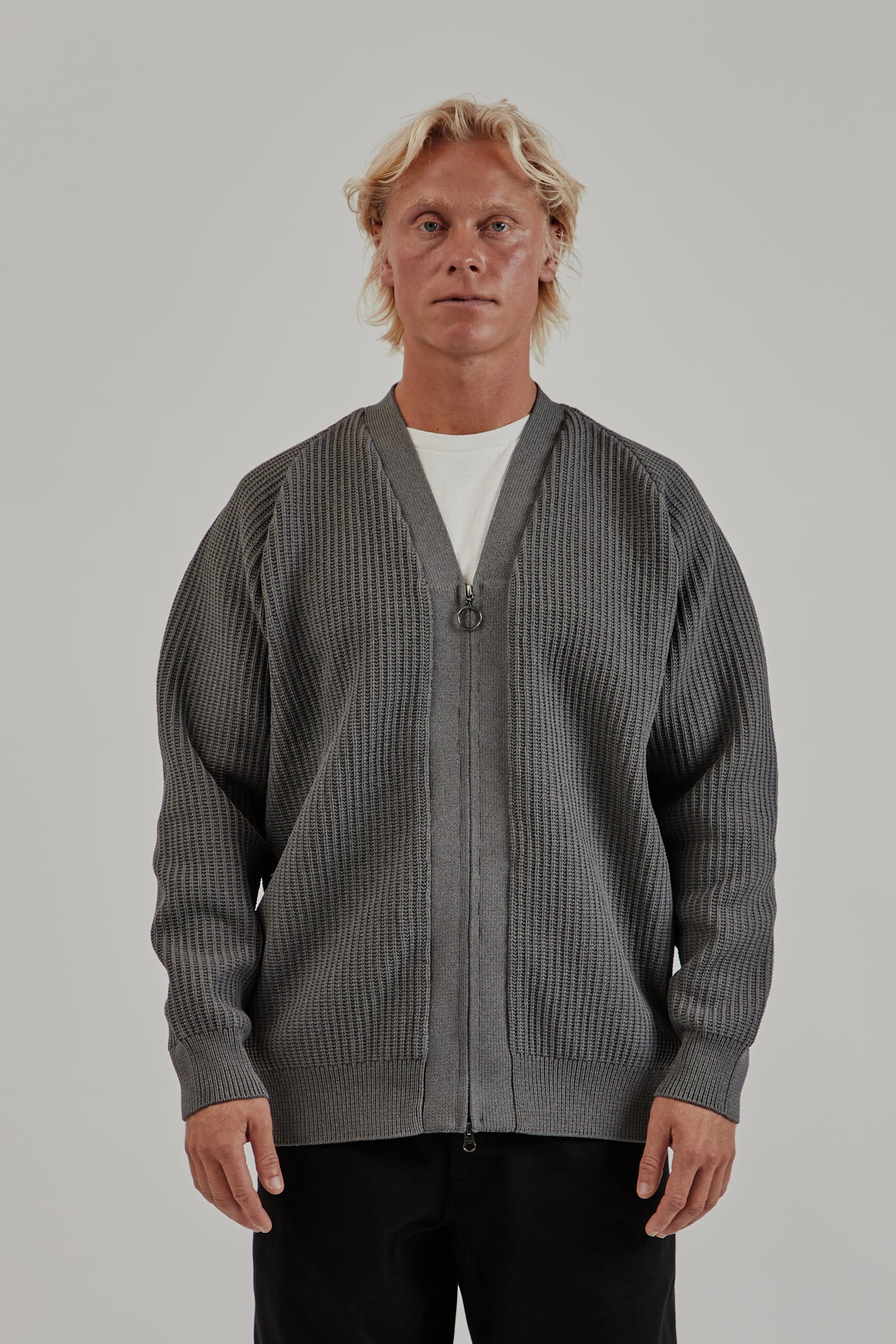 Nanamica FW25 5G Zip Cardigan Heather Gray 2