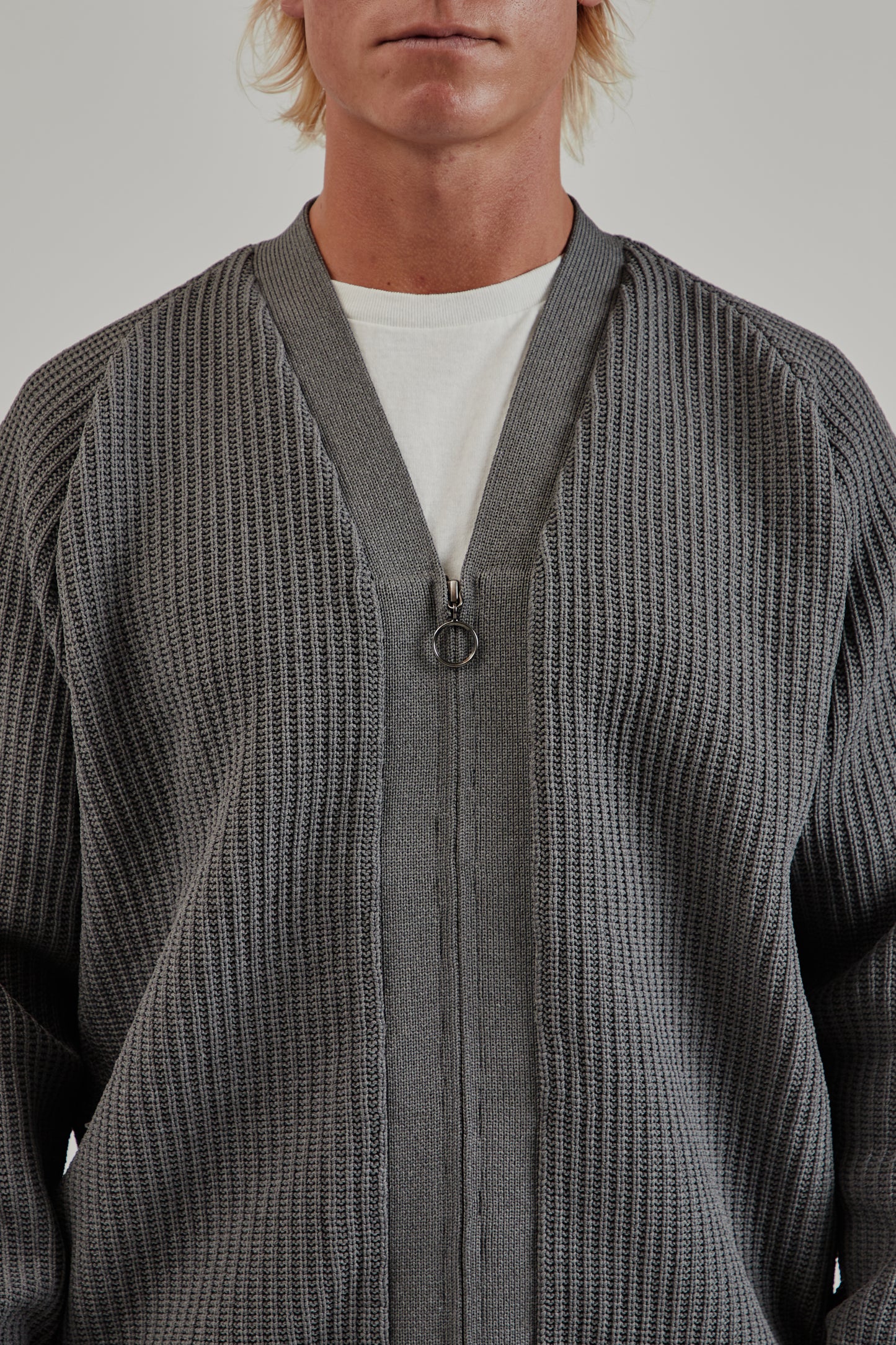 Nanamica FW25 5G Zip Cardigan Heather Gray 7