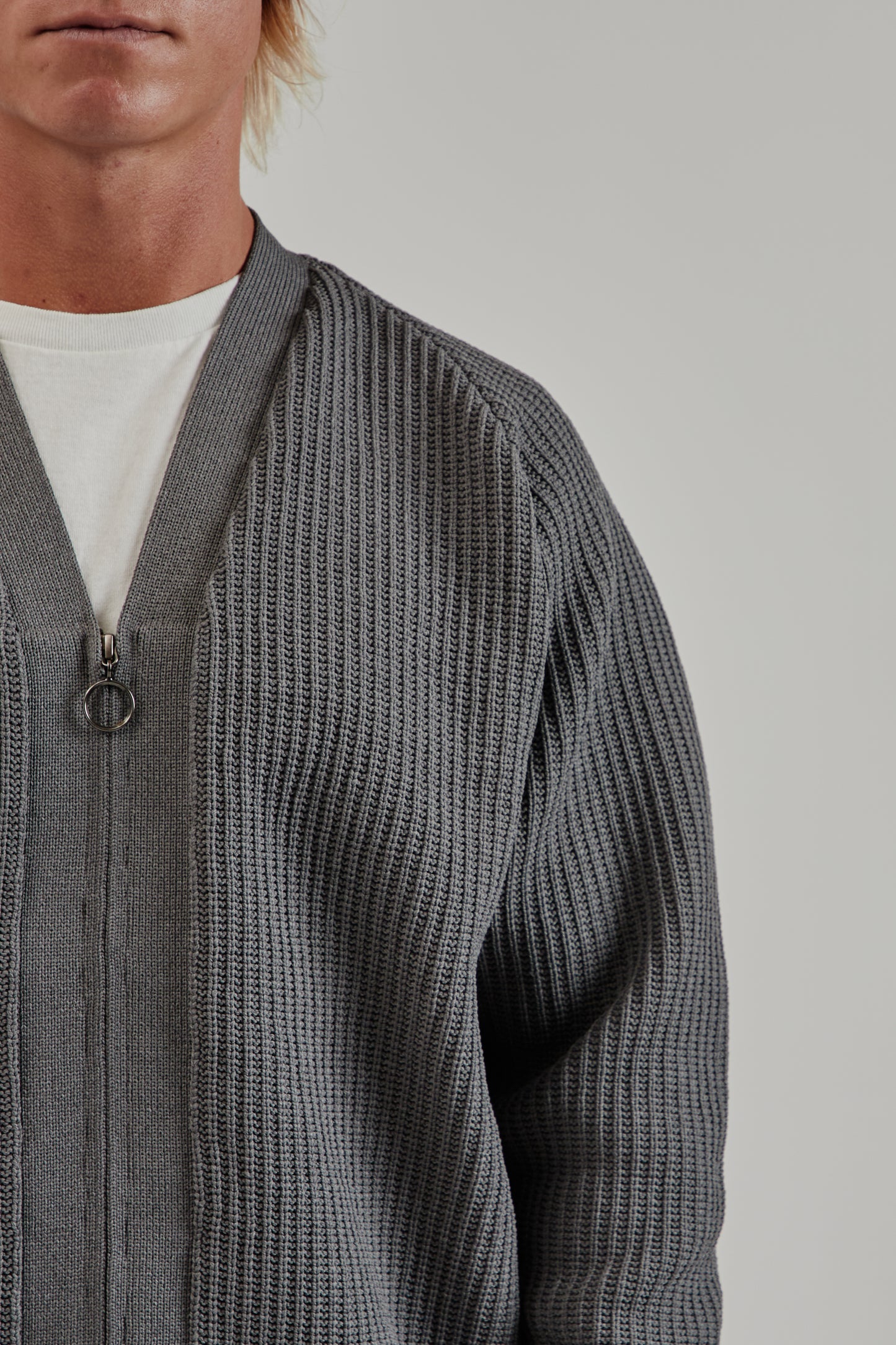 Nanamica FW25 5G Zip Cardigan Heather Gray 8