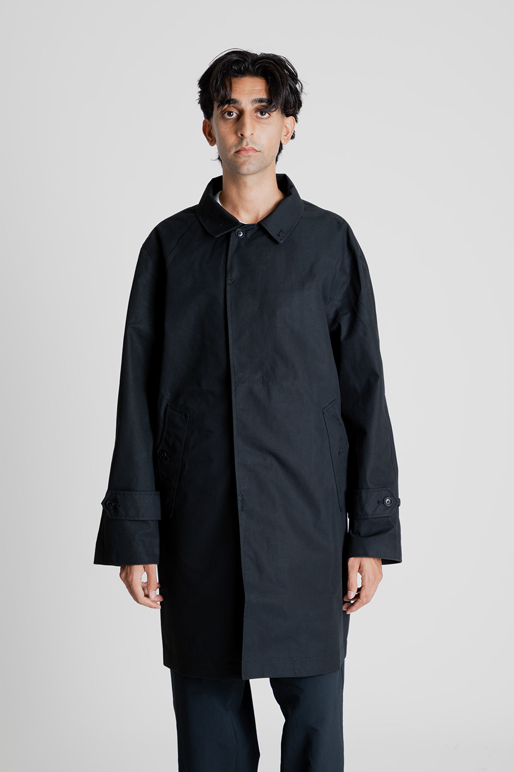 Nanamica Gore-Tex Soutien Collar Coat in Black | Wallace