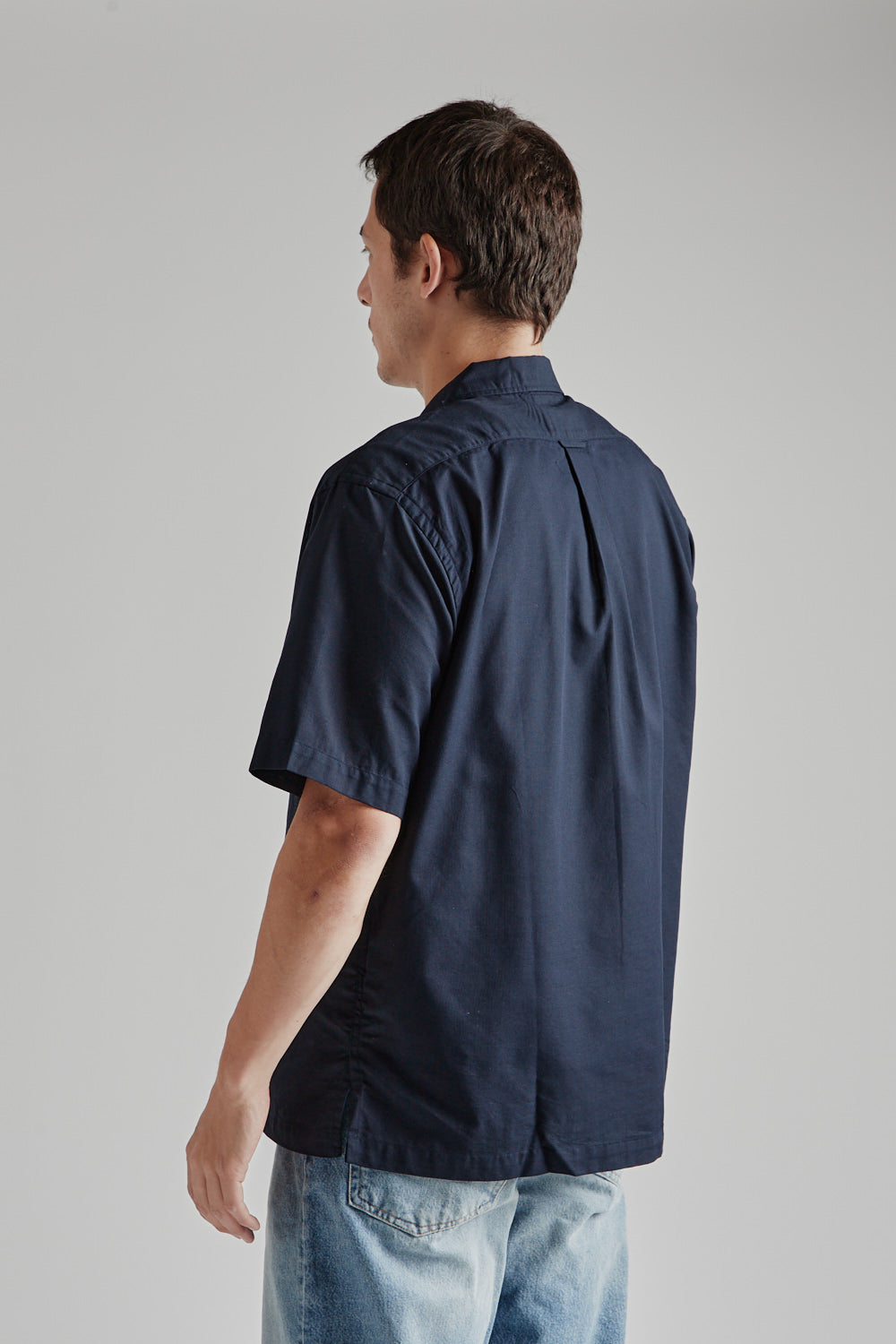 Nanamica Open Collar Panama S/S Shirt in Navy