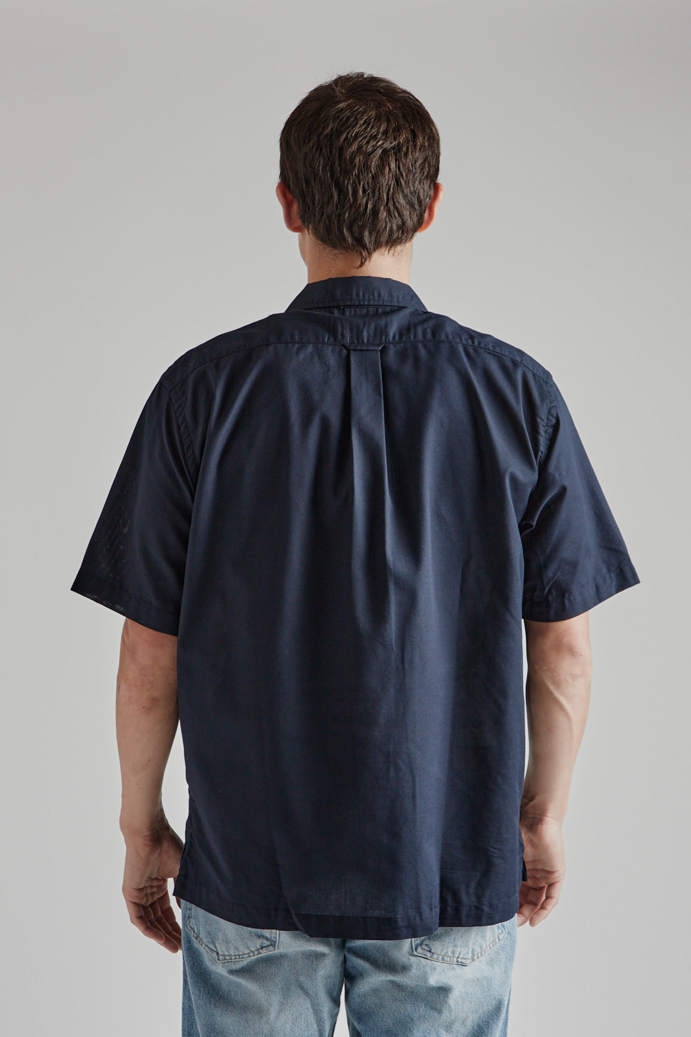 Nanamica Open Collar Panama S/S Shirt in Navy