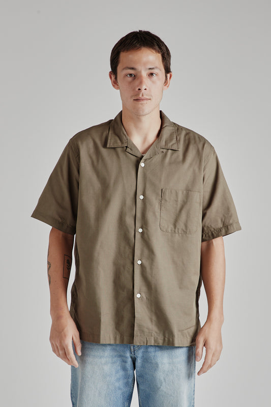 Nanamica Open Collar Panama S/S Shirt in Taupe