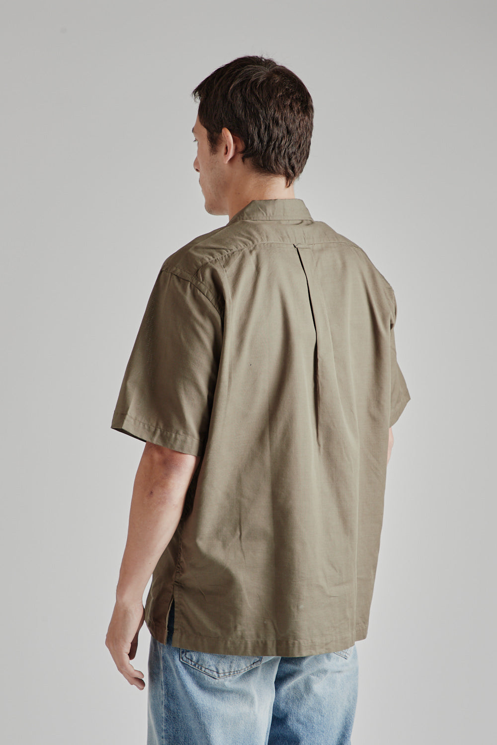 Nanamica Open Collar Panama S/S Shirt in Taupe