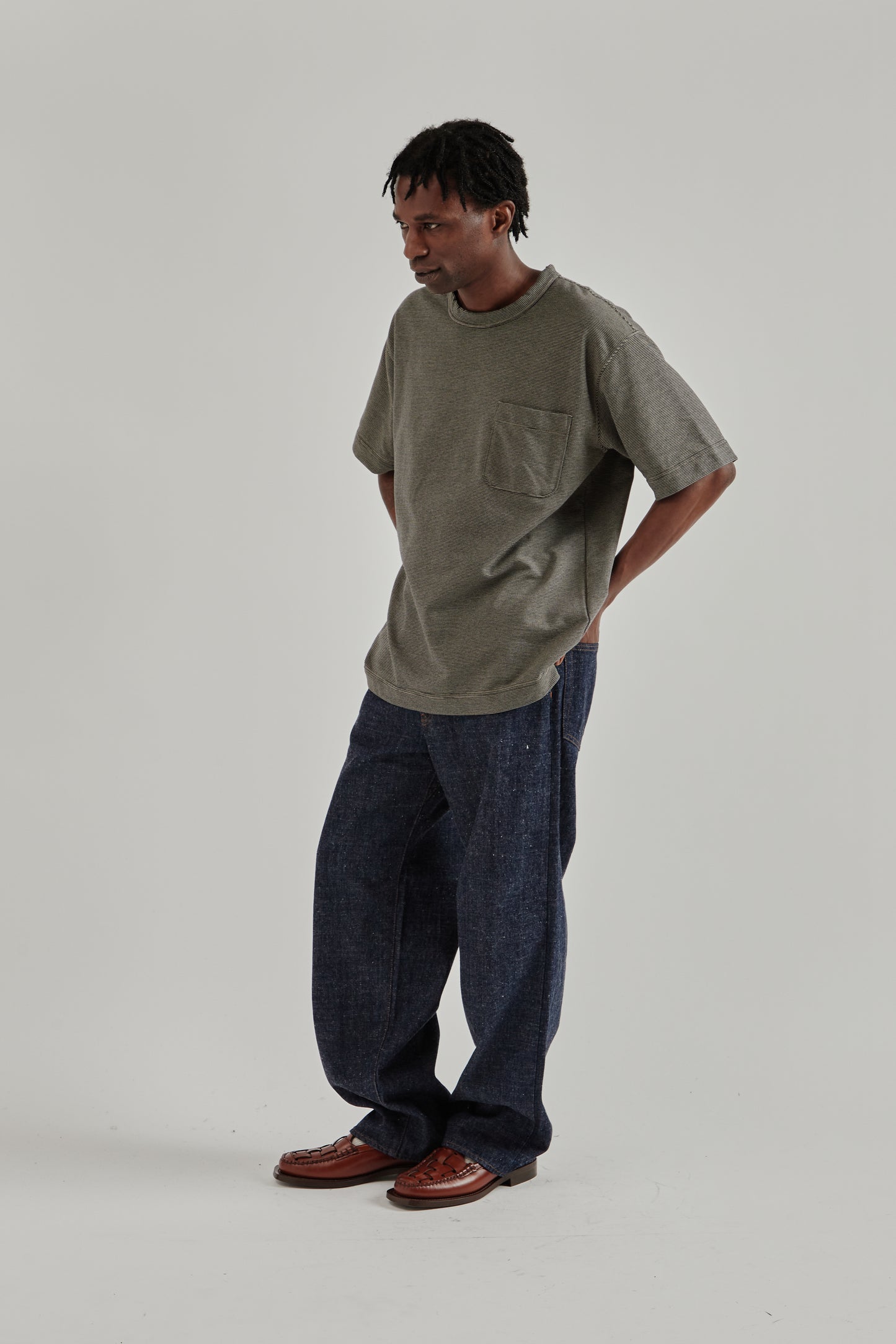 Nanamica SS26 Micro Stripe Pocket Tee Black Grey1615