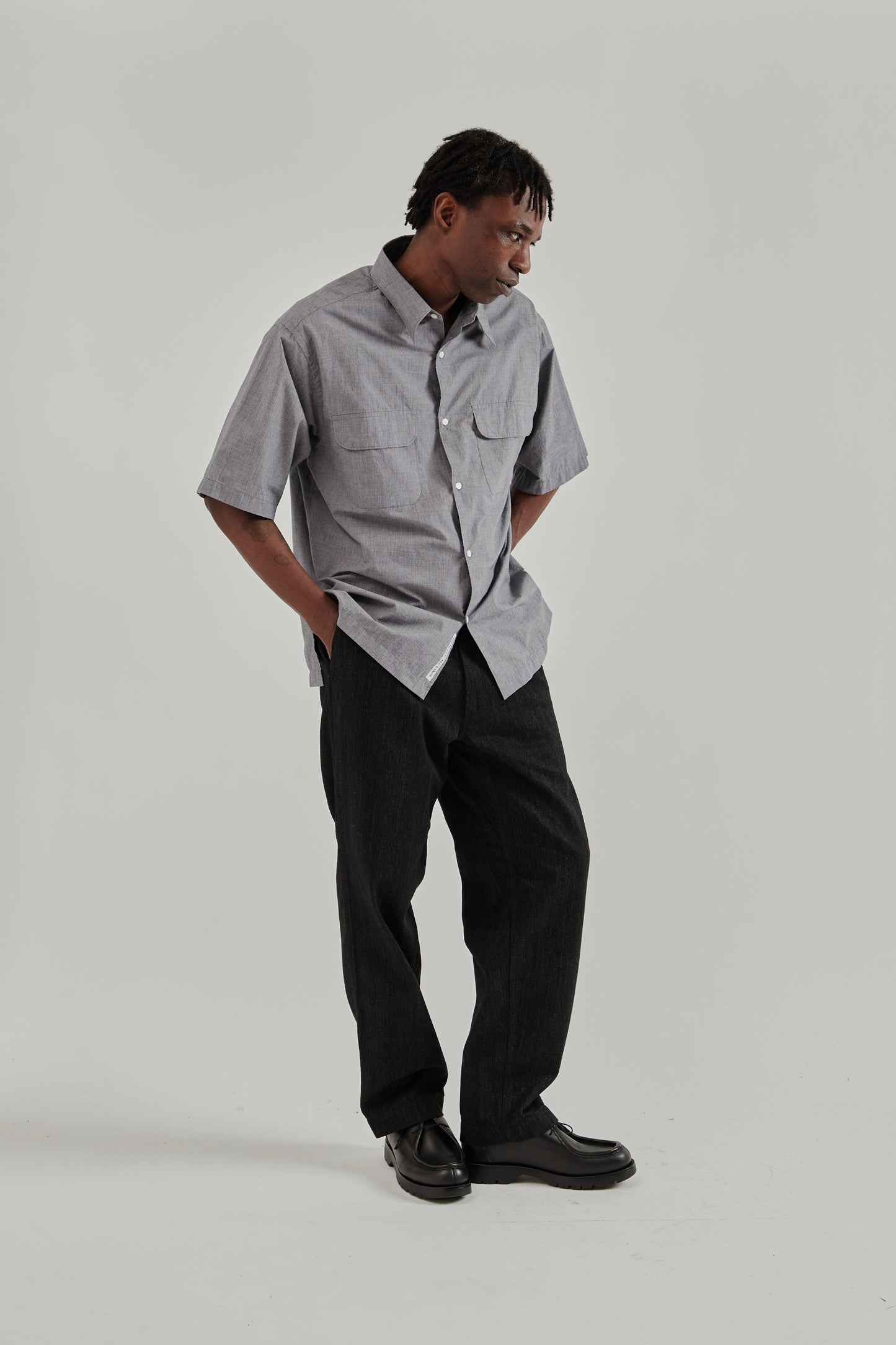 Nanamica SS26 Regular Collar Short Sleeve Shirt Navy1596