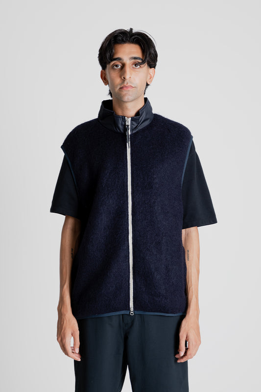 Nanamica Zip Up Mohair Vest in Navy