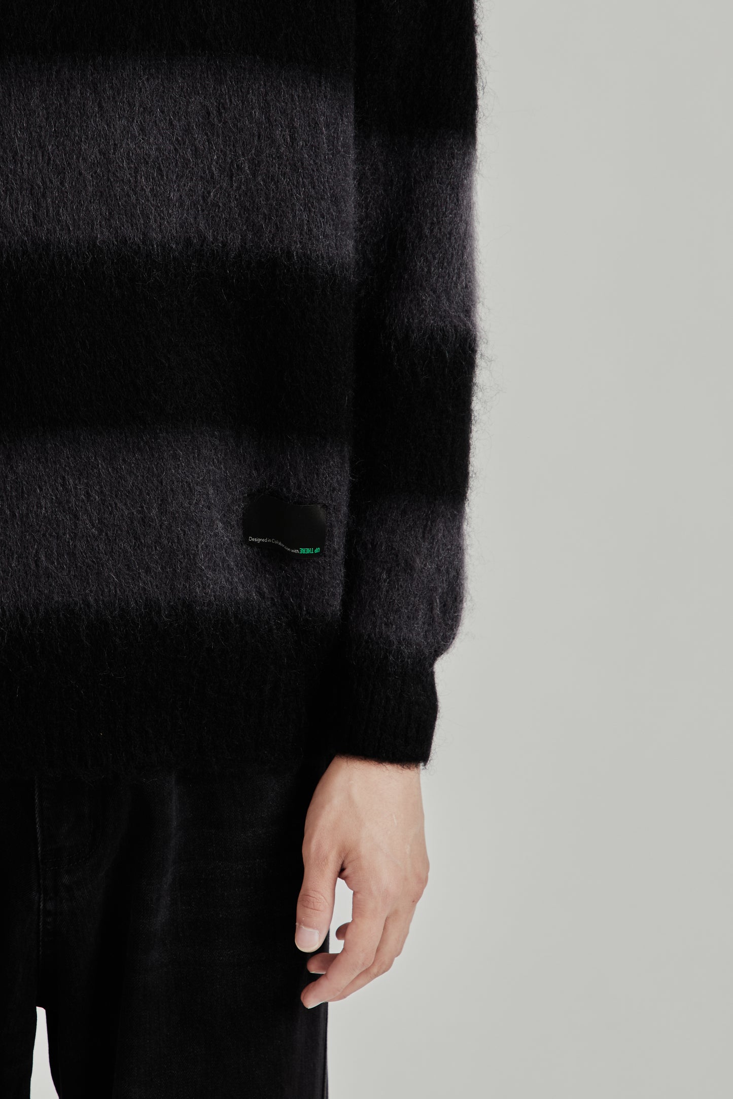 Up There X Observe Mohair Stripe Knit - Black/Charcoal