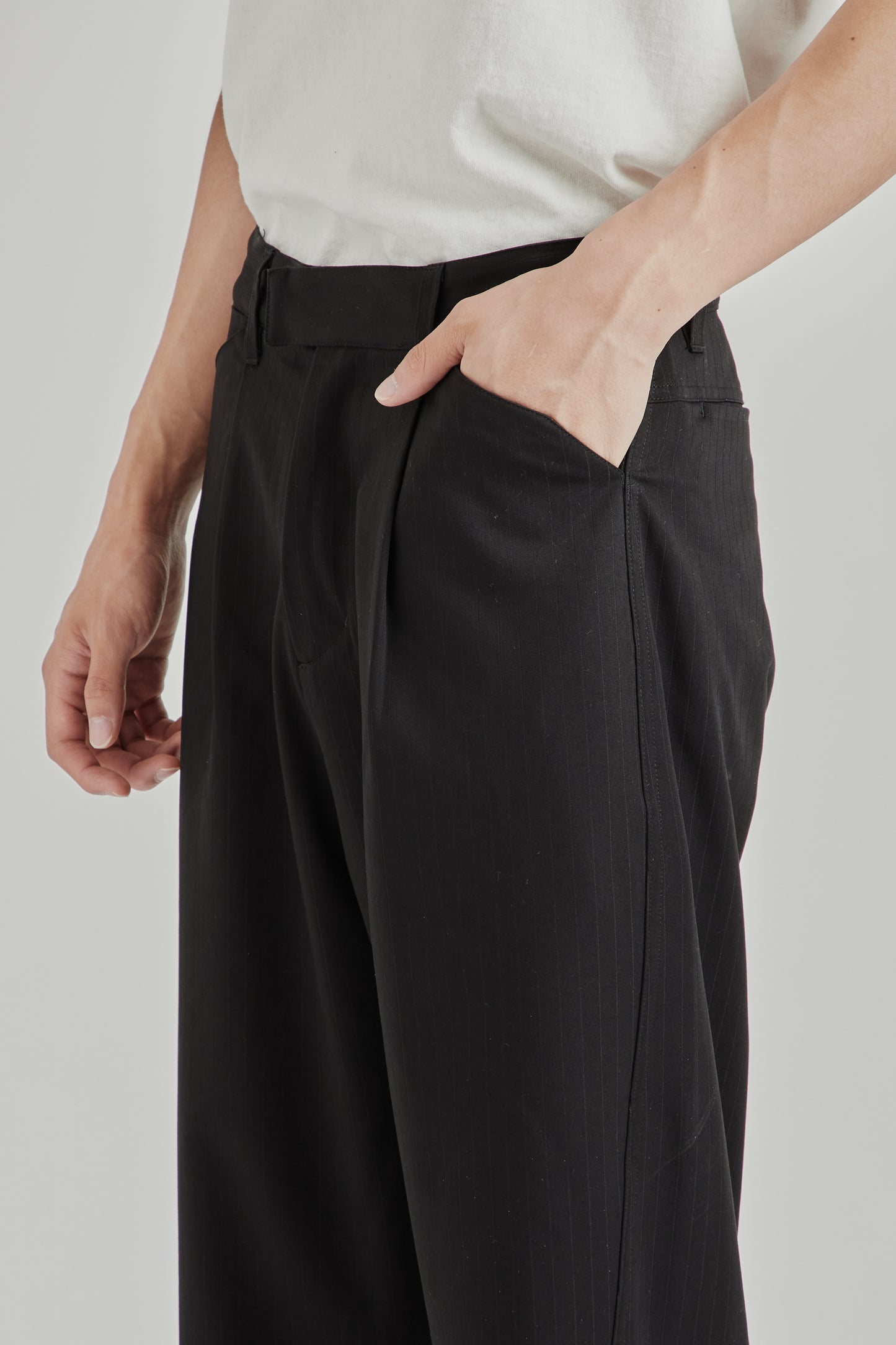 Twisted Relaxed Trouser - Navy Pinstripe